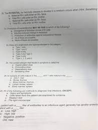 Solved 20 The Potential For Hemolytic Disease To Develop Chegg Com
