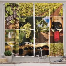 Ambesonne Wine Kitchen Curtains