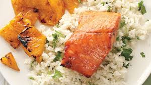 Basmati rice…with soya sauce on it. Soy Glazed Salmon Steaks Recipe Martha Stewart