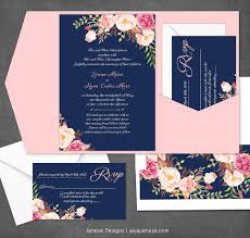 Navy Floral Wedding Invitation New Product Floral Wedding Invitations Trendy Wedding Invitations Beach Wedding Invitations