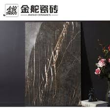 Luxurious bathroom with natural views 3d render,the room has black tile floors, white marble walls, there are large windows sunlight shining into the room. China Natural Stone Black Marble Porcelain Floor Tile For Living Room China Porcelain Floor Tile Wall Tile