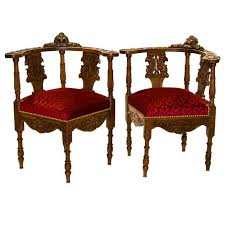 19th Century French Renaissance Carved Walnut Corner Chairs Chair Corner Chair Carved Furniture