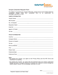 If unable to fax form, please call phone: Fillable Online Sample Collection Request Form Fax Email Print Pdffiller