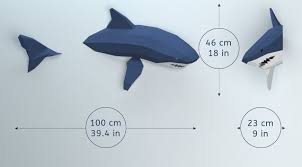 Low Poly Shark Model Create Your Own 3d Papercraft Shark Origami Shark Paper Crafts Shark Sculpture