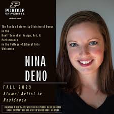 The Division of Dance is excited to announce our alumni in residence for  the 2023 fall semester. Dr. Nina Deno has an incredible dance history and  obtained her Ph. D. In Biochemistry