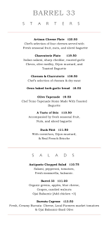 Menu Barrel 33 Fruit In Season Sliced Baguette Charcuterie Plate