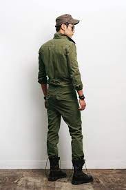 Mens Fashion Military Look Khaki One Piece Jumpsuit Overall Jean Gentlershop Monos Hombre Ropa De Hombre Estilo Militar
