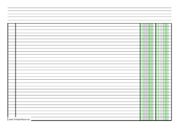 printable columnar paper with two columns on a4 sized paper in landscape orientation