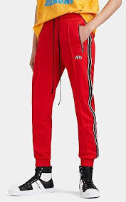 Black And Red Joggers Mens Amiri Men S Leather Striped Tech Jersey Track Pants Red Leather Striped Track Pants Pants