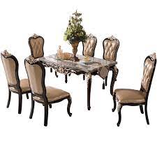 Gather around the table with comfortable dining room chairs. Solid Wood Dining Table With Leather Chairs For Home Furniture China Leather Chair Table Made In China Com