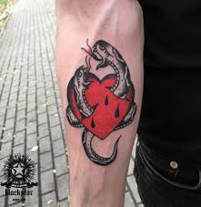 Flower and heart tattoo designs. Snake Old School Heart Tattoo By Black Star Studio