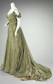 Maison Jacques Doucet 1898 1900 Green Iridescent Silk Ball Gown Side View Metropolitan Museum Of Art Historical Dresses Vintage Gowns Ball Dresses
