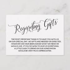 Elegant Script Regarding Gifts For The Wedding Enclosure Card Zazzle Com Wedding Enclosure Cards Enclosure Cards Wedding Wording
