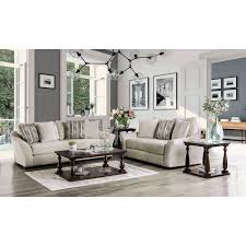 Trendy medium tone wood floor living room photo in dc metro with beige walls. Oacoma Living Room Set Off White Furniture Of America Furniture Cart