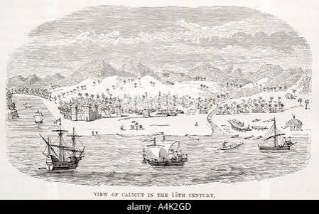 Calicut 15th century Portugal Portuguese town settlement coast India Asia trade colony protectorate ship sail fish port marine m Stock Photo - Alamy