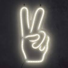 West Arrow Peace Hand 16 Neon Marquee Sign Led Lights White Led Lighting Bedroom Led Lighting Diy Bedroom Lighting