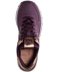 Purple And Rose Gold Yes New Balance Women S 574 Precious Metals Casual Sneakers From Finish Line Gold Shoes Outfit Purple Sneakers Casual Sneakers