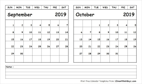 September October 2019 Calendar Printable Calendar Printables Printable Calendar July Free Printable Calendar