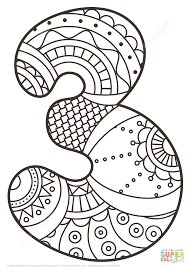 Number 3 Zentangle Coloring Page From Zentangle Numbers Category Select From 27948 Printable C Numero Para Colorear Colorear Por Numeros Dibujos Para Colorear