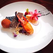Chia Crusted Sea Bass Sous Vide Lobster Claw Dark Beer Sorbet Deep Fried Lobster Croquettes Food Creative Food Amazing Food