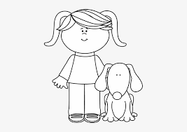 Dog clipart black and white. Dog Black And White Black And White Girl With Pet Dog Clipart Png Black And White Free 433x500 Png Download Pngkit