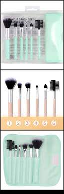 Miniso Makeup Brush Set 7pcs Foundation Brush Set For Face Makeup Pale Turquoise Eye Makeup Application Makeup Brush Set Professional Makeup Artist