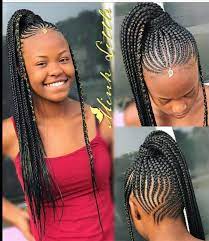 Pin By Abraidedtouch On Ghana Cornrows Braids Feed In Braids Hairstyles Braided Ponytail Hairstyles Feed In Ponytail
