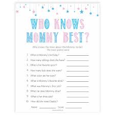 Who Knows Mommy Best Game Gender Reveal Printable Baby Shower Games Ohhappyprintables