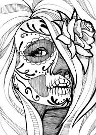 View and print full size. Cute Girl Sugar Skulls Coloring Pages