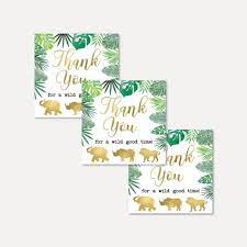The tiny feet detail at the bottom of the tag would make your guests swoon at its inherent cuteness. Printable Gold Safari Baby Shower Thank You Favor Tags Template Hadley Designs