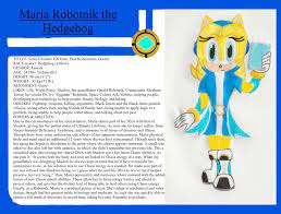 Maria Robotnik the Hedgehog Character Profile by VjTheEchidnahog on  DeviantArt