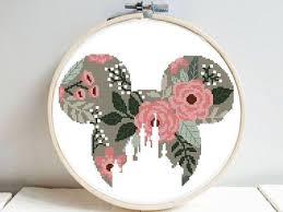 disney mikki modern floral castle cross stitch pattern easy