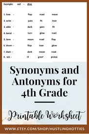 Synonyms And Antonyms For 4th Grade Printable Reviewer Worksheet Home School Worksheet In 2020 Synonyms And Antonyms Teaching Homeschool School Worksheets