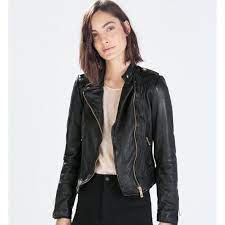 Zara Leather Jacket With Rose Gold Hardware Zara Leather Jacket Zara Leather Outerwear Women