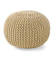 Celebrating customers like you with our biggest sale of the year. Hand Knitted Pouf Ottoman Beige Plowhearth