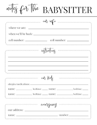 Free Printable Babysitter Notes Template Paper Trail Design Babysitter Notes Babysitter Printable Babysitter