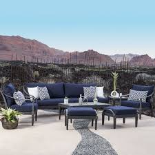 The Dark Grey Finish On The Metal Chairs Is Perfect For My Patio Table Blue Outdoor Furniture Metal Patio Furniture Conversation Set Patio