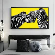 Black And White Animal Prints Framed Framed Wall Art Modern Zebra Black And White Animal Yellow Print Painting On Canvas Large Wall Art Picture Framed Art Nursery Drcor Picture Frame Art Custom Canvas Prints Zebra Painting