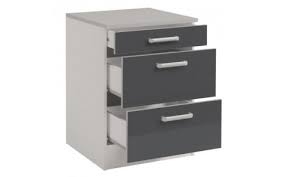 Un jeu de 4 pieds par élément bas. Meuble Bas De Cuisine 3 Tiroirs 60 Cm Coloris Gris Meubles Bas Lav