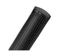 1/2" Fray Resistant-Resin Coated Braided Cable Sleeving, Black