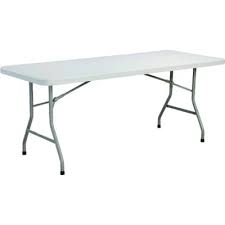 After the simple installation, a table top of your choice securely slides onto the brackets. Home 72 X30 Light Grey Plastic Rectangular Folding Table Home Hardware