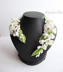 Alstroemeria And Freesia Blossom Necklace Handmade Flower Necklace Clay Flowers Polymer Clay Flowers