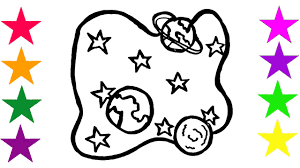 Drawing Cartoon For Kids How To Draw Galaxy World And Stars Coloring And Art Colours