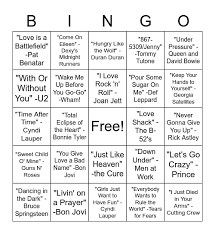 Singo 80s Bingo Card