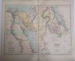 1887 Middle East Original Antique Map Colour Historical Etsy Antique Map Middle East Map Map