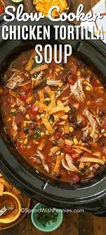 Place the onion, chili beans, black beans, corn, tomato sauce, beer, and diced tomatoes in a slow cooker. Crock Pot Tortilla Soup Spend With Pennies