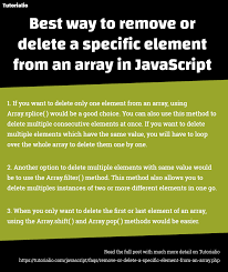 Best Way To Remove Or Delete A Specific Element From An Array In Javascript Javascript How To Remove Arrays