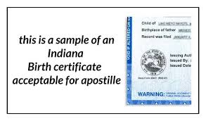This Is A Sample Of An Indiana Birth Certificate Acceptable For Apostille Birth Certificate Indiana Social Security Card