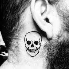 A superb outline tattoo of a sugar skull. Resultado De Imagem Para Tiny Skull Tatoo Small Neck Tattoos Neck Tattoo Neck Tattoo For Guys