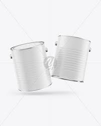 Two Matte Paint Buckets Mockup In Bucket Pail Mockups On Yellow Images Object Mockups